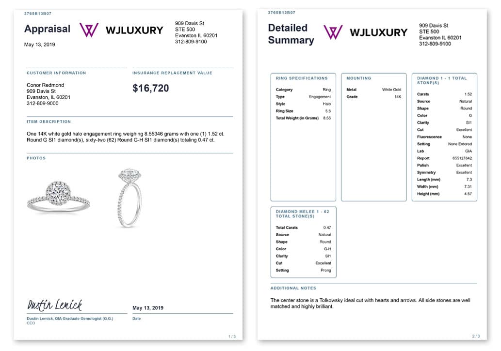 State Farm Jewelry Insurance Appraisal